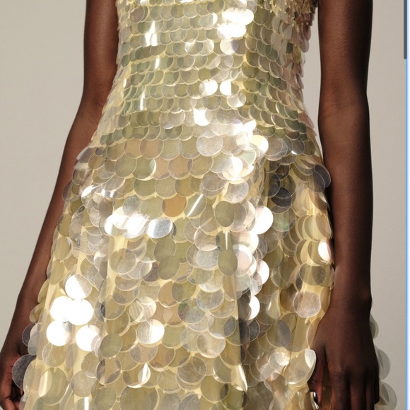 ASOS Arrange Disc Sequin Dress in Lemon Size 6 - Picture 2 of 3